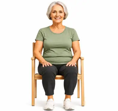 Seated Mountain Pose – illustrated in the Chair Yoga guide