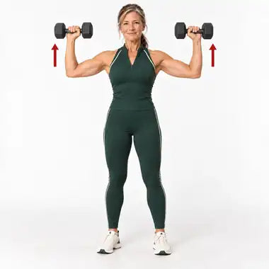 Shoulder Press – illustrated in the Standing Dumbbell Workout guide